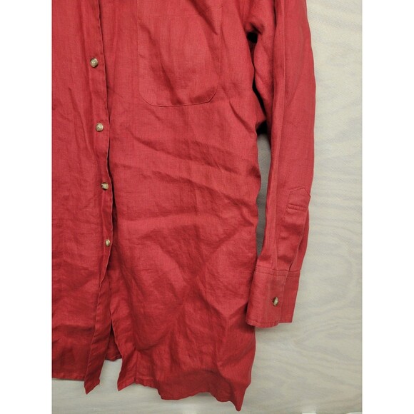 Elizabeth by Liz Claiborne Women's SZ 18 Tunic Button Up Shirt 100% Linen Red - Picture 2 of 10